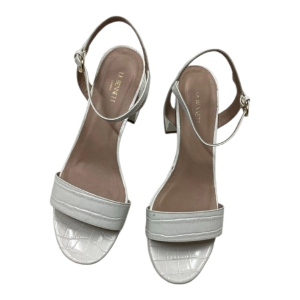 LK Bennett Amia white croc-effect leather low platform sandals size EU 39